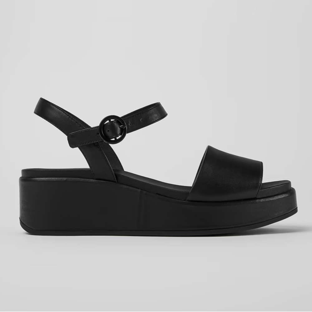 Camper Black Leather Platform Sandals Size 38
